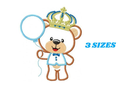 Bear embroidery designs - Teddy embroidery design machine embroidery pattern - King bear applique design - Baby boy embroidery file balloon Marcia Embroidery