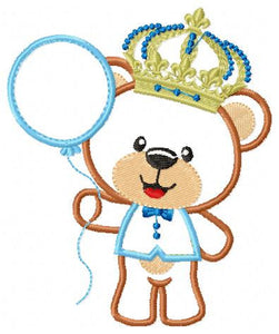 Bear embroidery designs - Teddy embroidery design machine embroidery pattern - King bear applique design - Baby boy embroidery file balloon