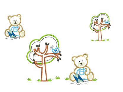 Bear embroidery designs - Teddy embroidery design machine embroidery pattern - male bear embroidery - bear applique design Tree embroidery Marcia Embroidery