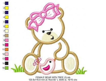 Female Bear embroidery designs - Teddy embroidery design machine embroidery pattern - baby embroidery Bear applique design - newborn layette Marcia Embroidery