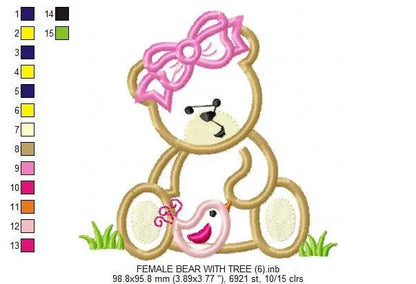 Female Bear embroidery designs - Teddy embroidery design machine embroidery pattern - baby embroidery Bear applique design - newborn layette Marcia Embroidery