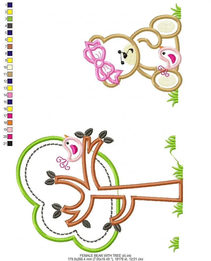 Female Bear embroidery designs - Teddy embroidery design machine embroidery pattern - baby embroidery Bear applique design - newborn layette Marcia Embroidery