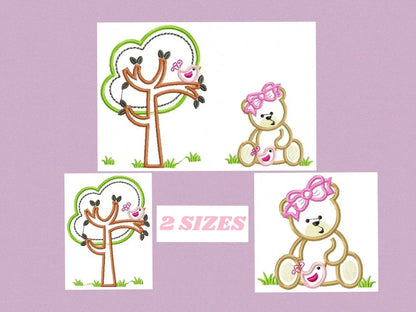 Female Bear embroidery designs - Teddy embroidery design machine embroidery pattern - baby embroidery Bear applique design - newborn layette Marcia Embroidery