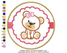 Cargar imagen en el visor de la galería, Female Teddy Bear embroidery designs - Tag Bear with Frame embroidery design machine embroidery pattern - Bear applique - instant download
