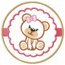 Cargar imagen en el visor de la galería, Female Teddy Bear embroidery designs - Tag Bear with Frame embroidery design machine embroidery pattern - Bear applique - instant download
