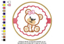 Load image into Gallery viewer, Female Teddy Bear embroidery designs - Tag Bear with Frame embroidery design machine embroidery pattern - Bear applique - instant download
