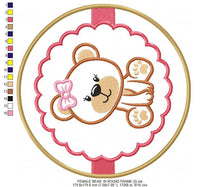 Cargar imagen en el visor de la galería, Female Teddy Bear embroidery designs - Tag Bear with Frame embroidery design machine embroidery pattern - Bear applique - instant download
