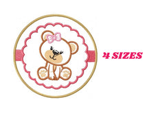 Cargar imagen en el visor de la galería, Female Teddy Bear embroidery designs - Tag Bear with Frame embroidery design machine embroidery pattern - Bear applique - instant download
