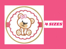 Load image into Gallery viewer, Female Teddy Bear embroidery designs - Tag Bear with Frame embroidery design machine embroidery pattern - Bear applique - instant download
