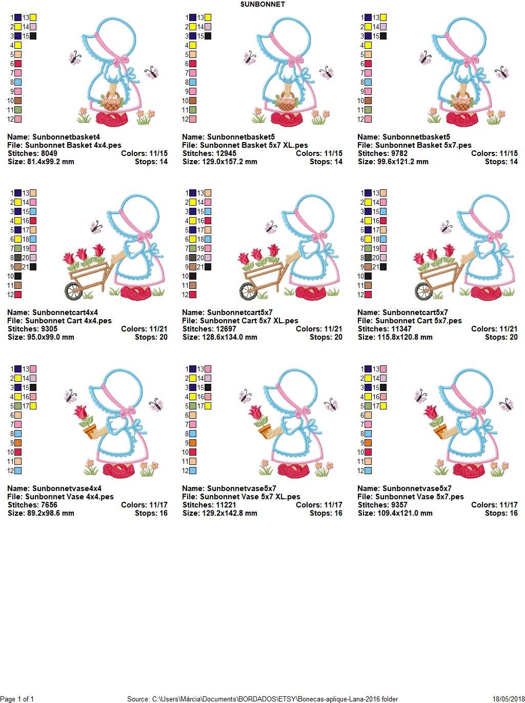 Sunbonnet embroidery designs - Sunbonnet Sue embroidery design machine embroidery pattern - sunbonnet applique design - Kitchen embroidery