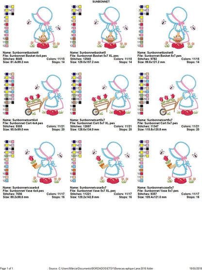 Sunbonnet embroidery designs - Sunbonnet Sue embroidery design machine embroidery pattern - sunbonnet applique design - Kitchen embroidery