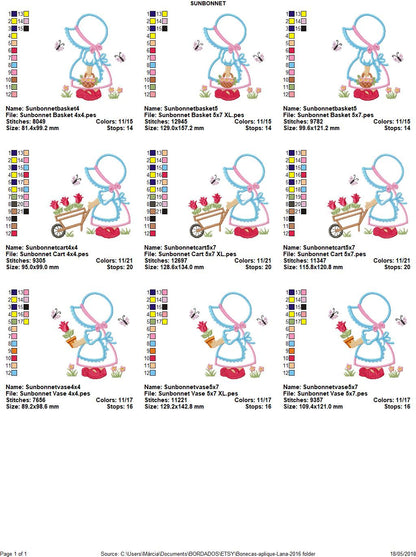 Sunbonnet embroidery designs - Sunbonnet Sue embroidery design machine embroidery pattern - sunbonnet applique design - Kitchen embroidery