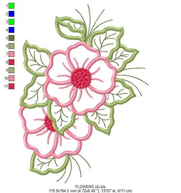 Flowers embroidery designs - Flower embroidery design machine embroidery pattern - floral applique flower applique - flower embroidery file Marcia Embroidery