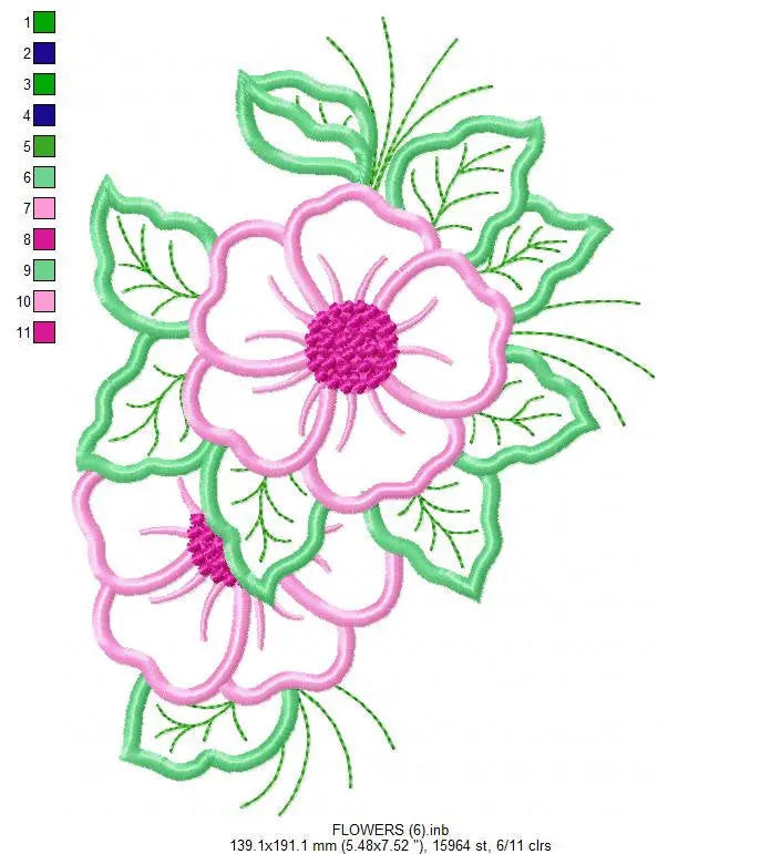 Flowers embroidery designs - Flower embroidery design machine embroidery pattern - floral applique flower applique - flower embroidery file Marcia Embroidery