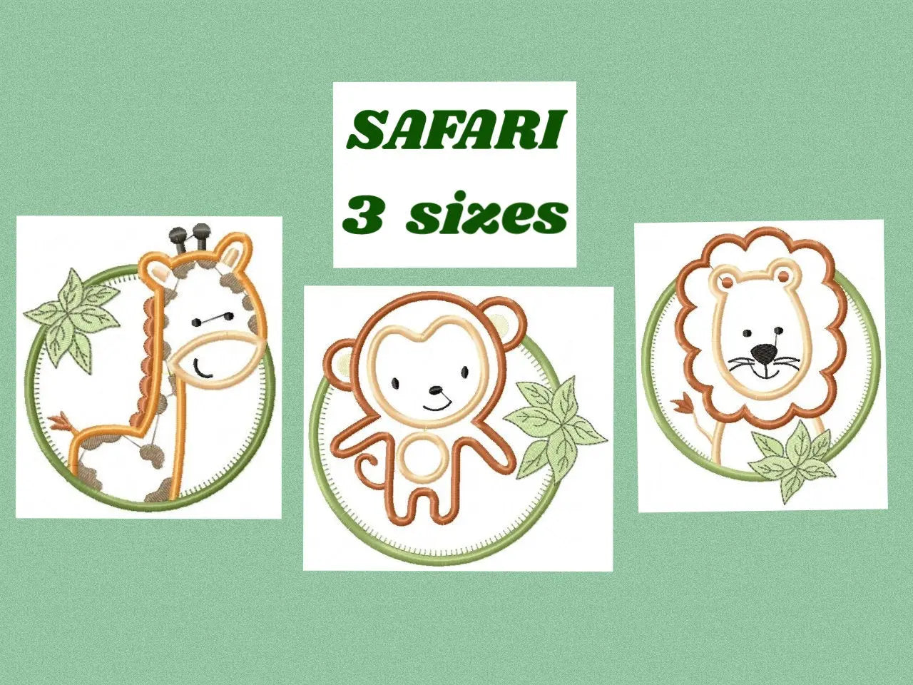 Safari embroidery designs - Lion embroidery design machine embroidery pattern - Giraffe embroidery file - monkey embroidery lion applique Marcia Embroidery