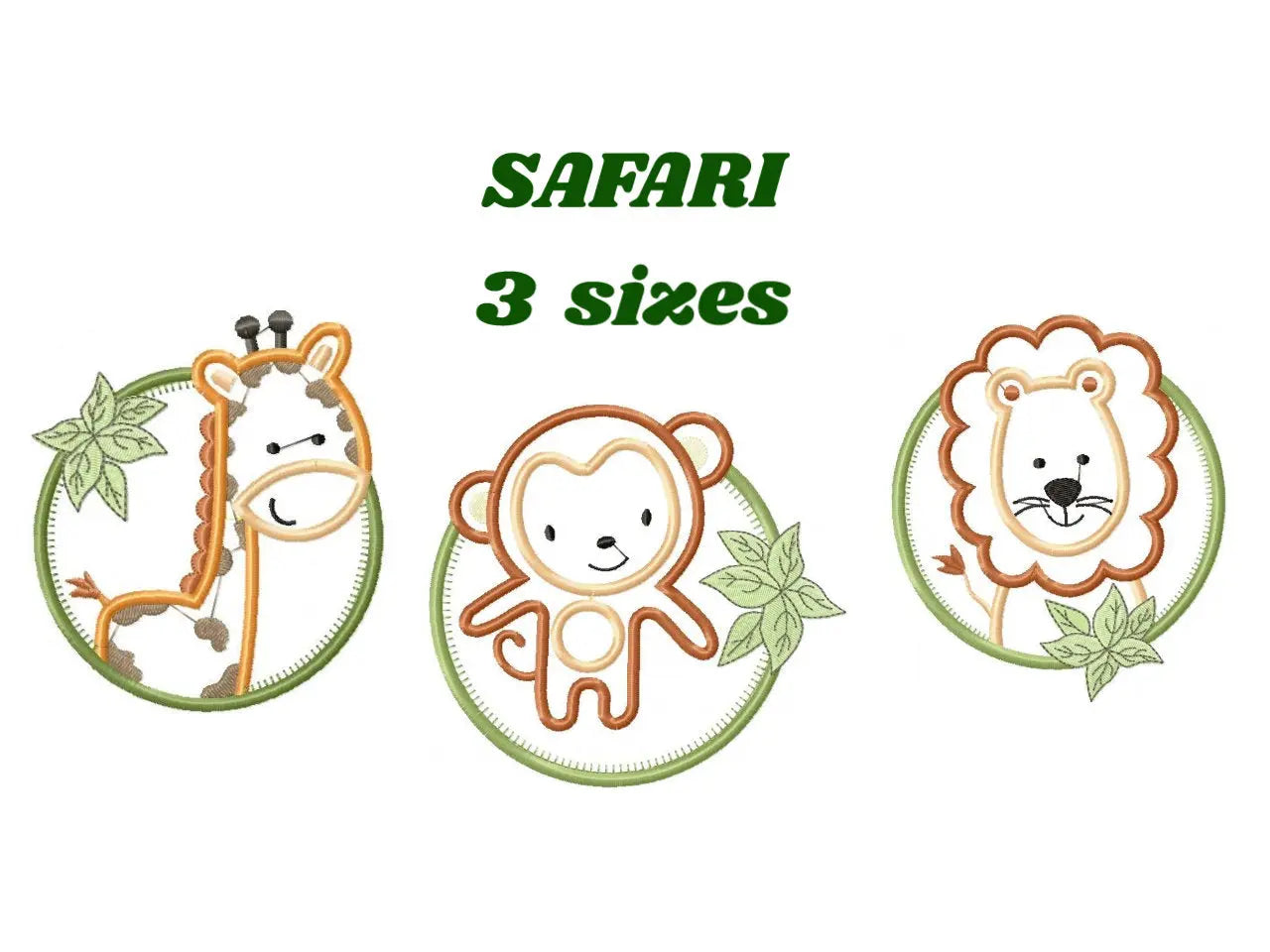 Safari embroidery designs - Lion embroidery design machine embroidery pattern - Giraffe embroidery file - monkey embroidery lion applique Marcia Embroidery