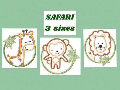 Safari embroidery designs - Lion embroidery design machine embroidery pattern - Giraffe embroidery file - monkey embroidery lion applique Marcia Embroidery