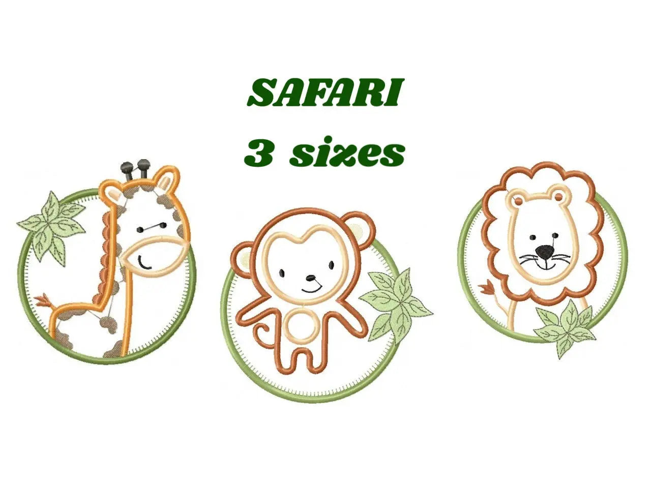Safari embroidery designs - Lion embroidery design machine embroidery pattern - Giraffe embroidery file - monkey embroidery lion applique Marcia Embroidery