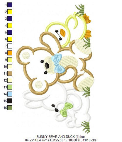 Animals embroidery designs - Bear embroidery design machine embroidery pattern - rabbit embroidery file - duck embroidery applique design