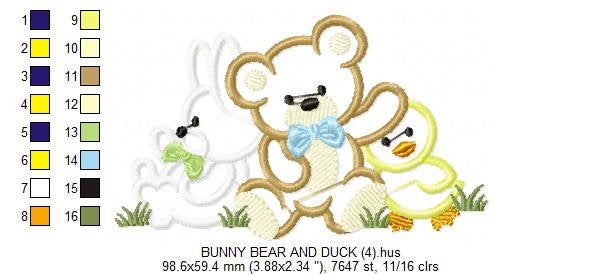 Animals embroidery designs - Bear embroidery design machine embroidery pattern - rabbit embroidery file - duck embroidery applique design