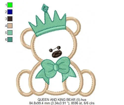 Bear embroidery designs - Teddy embroidery design machine embroidery pattern - King embroidery file Queen embroidery - Bear applique design Marcia Embroidery