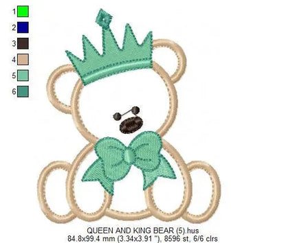 Bear embroidery designs - Teddy embroidery design machine embroidery pattern - King embroidery file Queen embroidery - Bear applique design Marcia Embroidery
