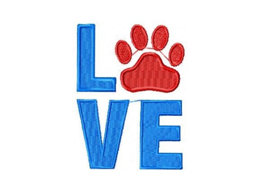 Dog Love embroidery designs - Word Love with paw embroidery design machine embroidery pattern - pet embroidery file - Instant Download pes