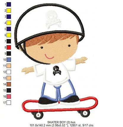Skate embroidery designs - Skateboard embroidery design machine embroidery pattern - boy embroidery file -  sport applique design download Marcia Embroidery