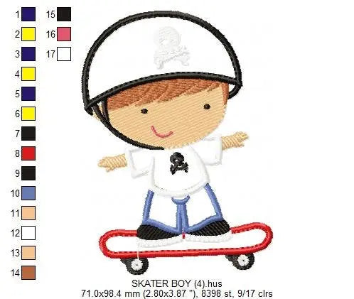 Skate embroidery designs - Skateboard embroidery design machine embroidery pattern - boy embroidery file -  sport applique design download Marcia Embroidery