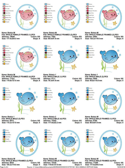 Sea Animal embroidery designs - Whale embroidery design machine embroidery pattern - Seahorse embroidery file - Jellyfish embroidery baby