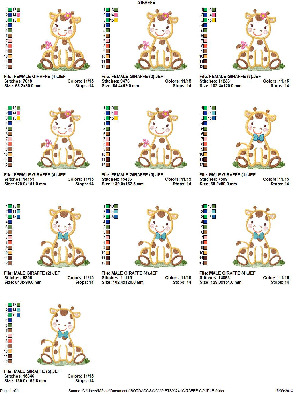 Giraffe embroidery design - Animal embroidery designs machine embroidery pattern - Baby boy embroidery file - Giraffe applique digital file