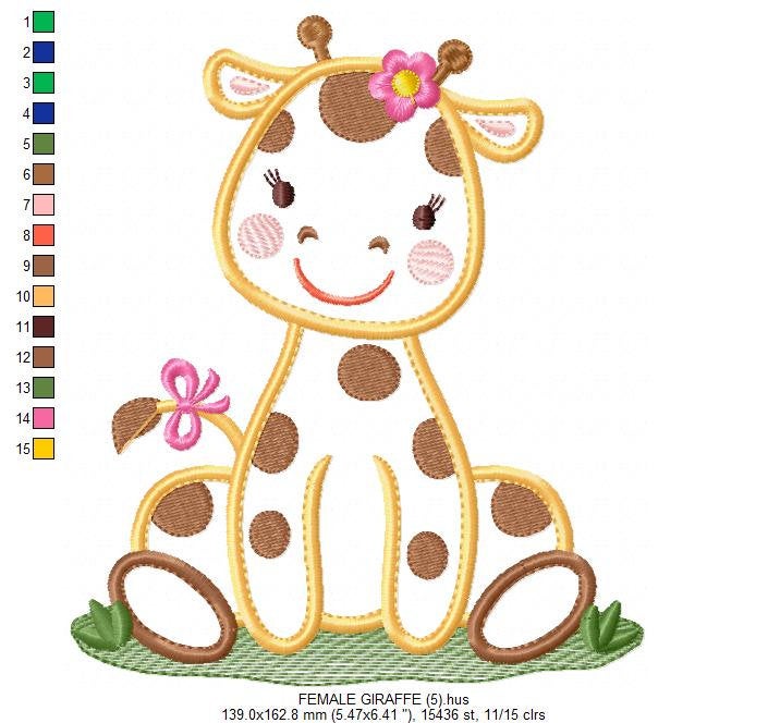 Giraffe embroidery design - Animal embroidery designs machine embroidery pattern - Baby boy embroidery file - Giraffe applique digital file