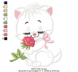 Cat embroidery design - Kitty embroidery designs machine embroidery pattern - Pet embroidery file - baby girl embroidery cat applique design