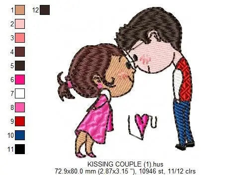 Love embroidery designs - Valentines embroidery design machine embroidery pattern - couple embroidery - romantic design girlfriend boyfriend Marcia Embroidery