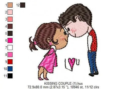 Love embroidery designs - Valentines embroidery design machine embroidery pattern - couple embroidery - romantic design girlfriend boyfriend Marcia Embroidery