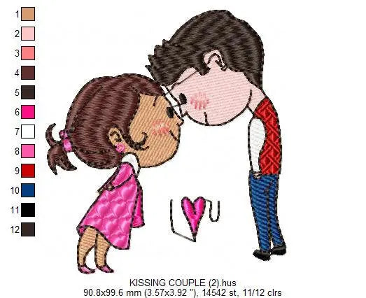 Love embroidery designs - Valentines embroidery design machine embroidery pattern - couple embroidery - romantic design girlfriend boyfriend Marcia Embroidery