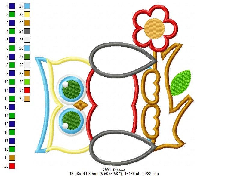 Owl embroidery designs - Bird embroidery design machine embroidery pattern - owl applique design - Kitchen towel embroidery applique file