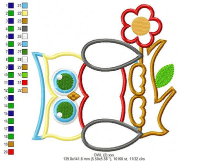 Owl embroidery designs - Bird embroidery design machine embroidery pattern - owl applique design - Kitchen towel embroidery applique file