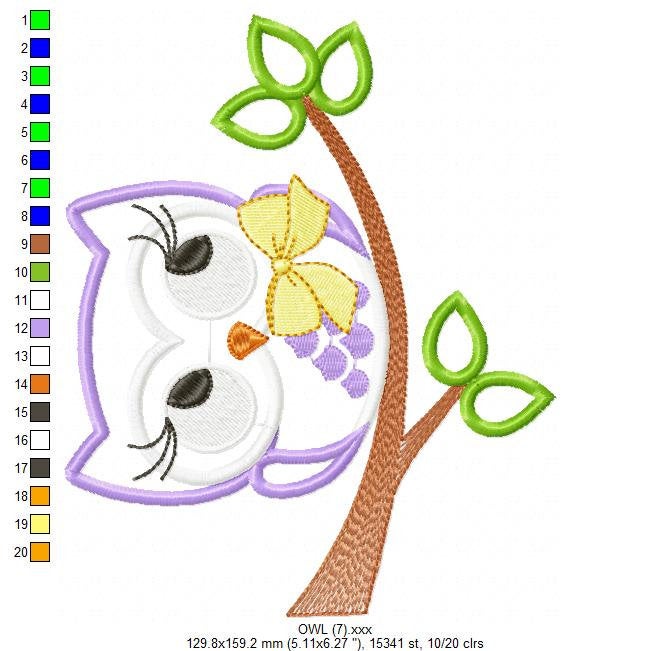 Owl embroidery designs - Bird embroidery design machine embroidery pattern - owl applique design - Kitchen towel embroidery applique file