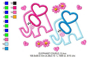 Elephant embroidery designs - Love embroidery design machine embroidery pattern - valentines embroidery file - love applique design download Marcia Embroidery