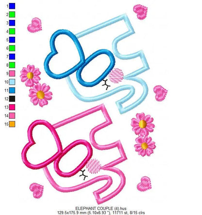 Elephant embroidery designs - Love embroidery design machine embroidery pattern - valentines embroidery file - love applique design download Marcia Embroidery