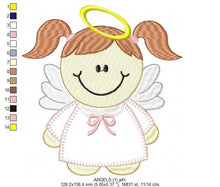 Charger l&#39;image dans la galerie, Angel embroidery designs - boy embroidery design machine embroidery pattern - baby girl embroidery file - baby angel applique design baptism
