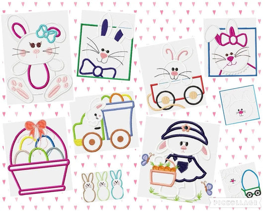 Bunny embroidery designs - Easter Rabbits embroidery design machine embroidery pattern - Bunny applique design - Instant download ped jef Marcia Embroidery