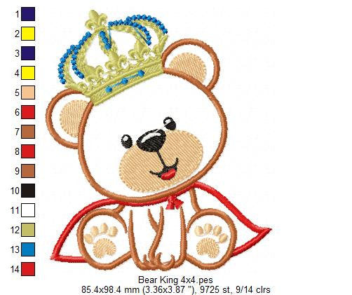 Bear embroidery designs - Teddy embroidery design machine embroidery pattern - King bear embroidery - Bear applique design baby boy design