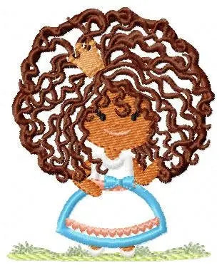 Princess embroidery designs - Curly hair girl embroidery design machine embroidery pattern - Baby embroidery afro american applique design Marcia Embroidery
