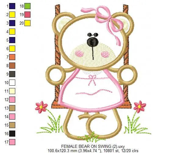 Bear embroidery designs - Teddy embroidery design machine embroidery pattern - girl embroidery file - baby embroidery applique design Marcia Embroidery