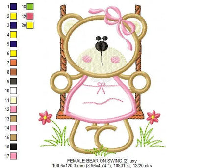 Bear embroidery designs - Teddy embroidery design machine embroidery pattern - girl embroidery file - baby embroidery applique design Marcia Embroidery