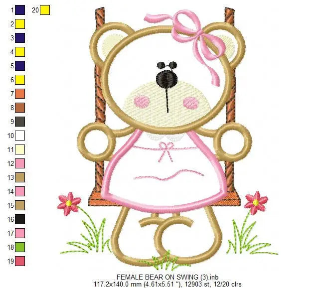 Bear embroidery designs - Teddy embroidery design machine embroidery pattern - girl embroidery file - baby embroidery applique design Marcia Embroidery