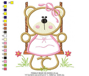 Bear embroidery designs - Teddy embroidery design machine embroidery pattern - girl embroidery file - baby embroidery applique design