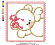 Carica l&#39;immagine nel visualizzatore di Gallery, Bear embroidery designs - baby girl embroidery design machine embroidery pattern - nursery embroidery file - female bear applique design pes
